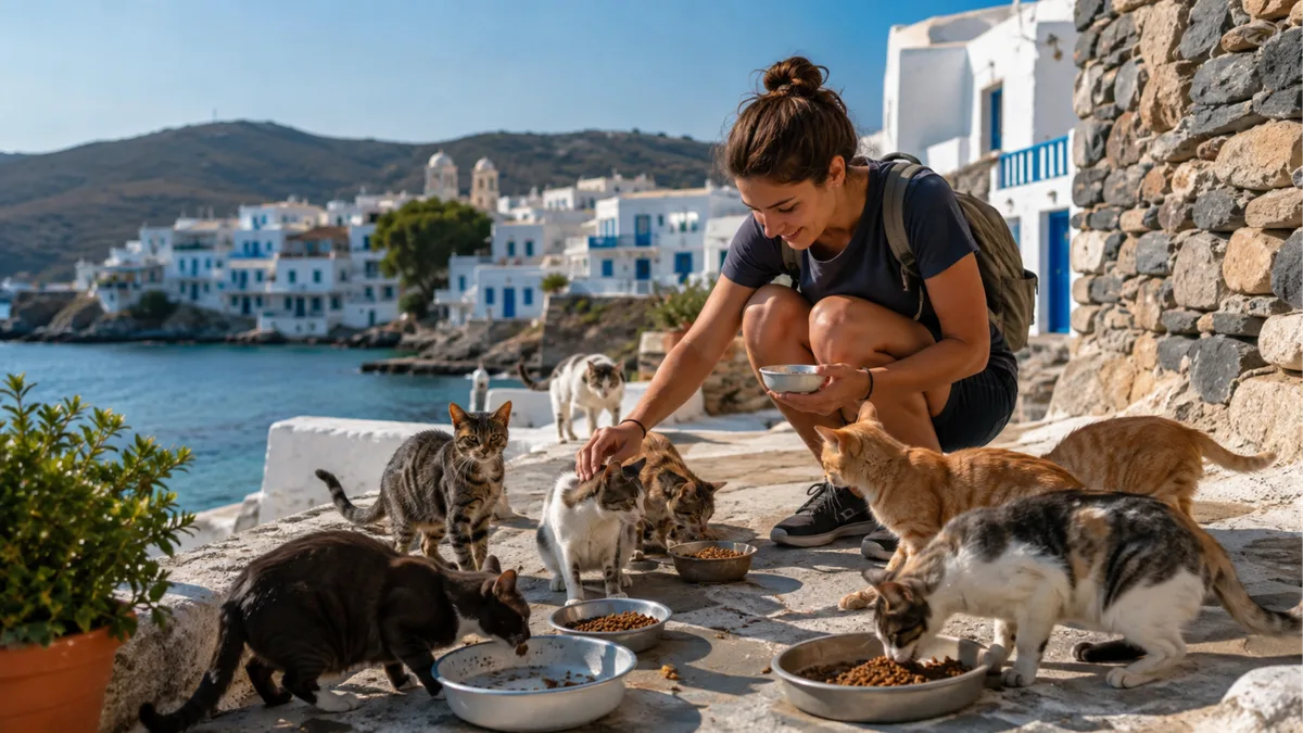 Ilha na Grécia oferece moradia grátis para quem quiser cuidar de gatos de rua