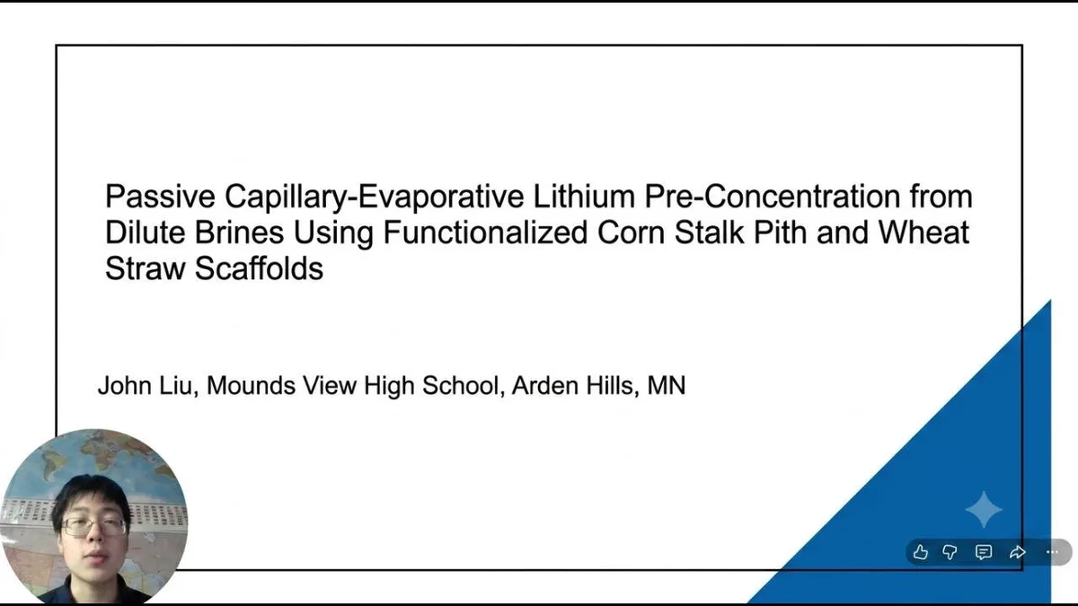Meet John Liu, the student who used corn stalks to recover lithium from water