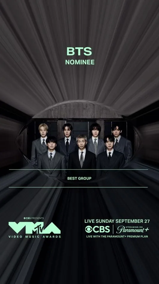 방탄소년단, 2026 MTV VMA ‘베스트 그룹’ 추가 노미네이트…총 3개 부문 후보