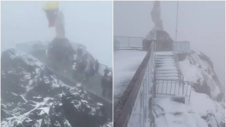 VIDEO: Así se cubrió de nieve el Pico Espejo este 23Ago, causando sensación en redes sociales