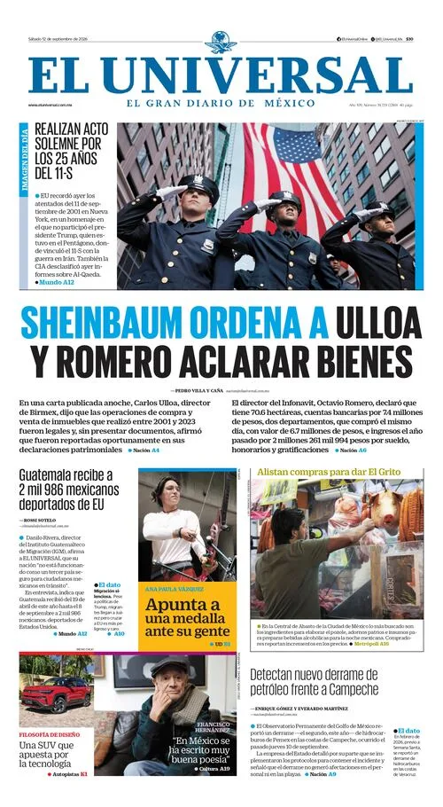 Portada impresa del 12 de septiembre de 2026