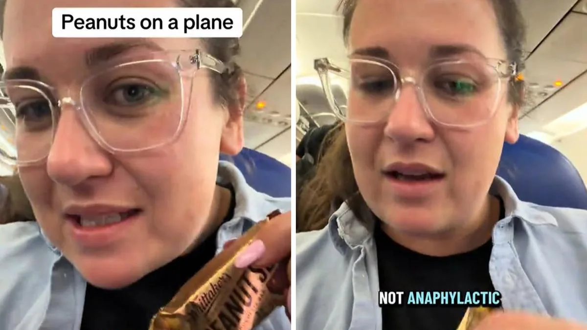 Perth holidaymaker Madi sparks allergy debate after being called out for eating peanut bar on flight to Bali
