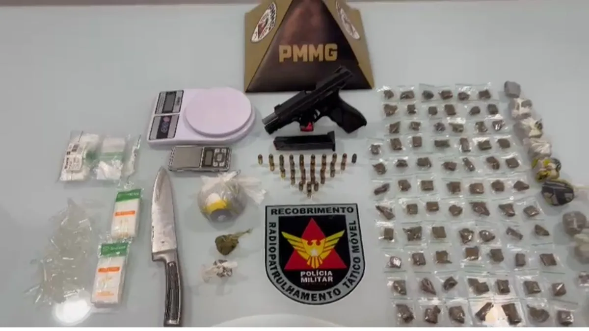 Adolescente e jovem são presos com drogas e arma de fogo em Governador Valadares