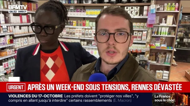 "On ne comprend pas": une commerçante rennaise dont le commerce a été pris pour cible lors de la mobilisation du 17-octobre témoigne sur BFMTV