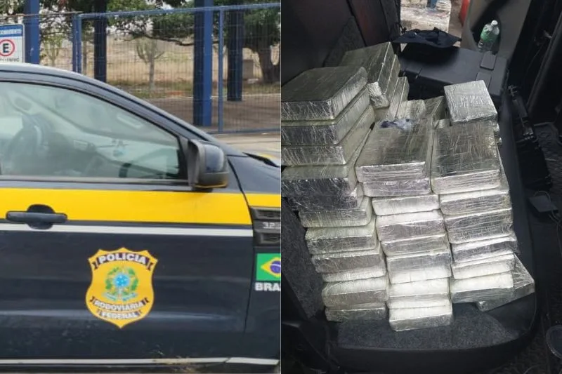 PRF apreende 50kg de cocaína em porta-malas de carro após acidente
