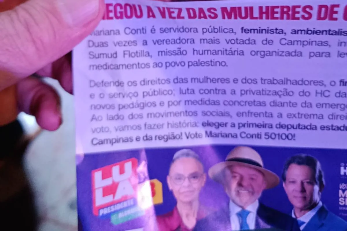 Panfleto da campanha de candidatas do PSOL deixa Tebet de fora