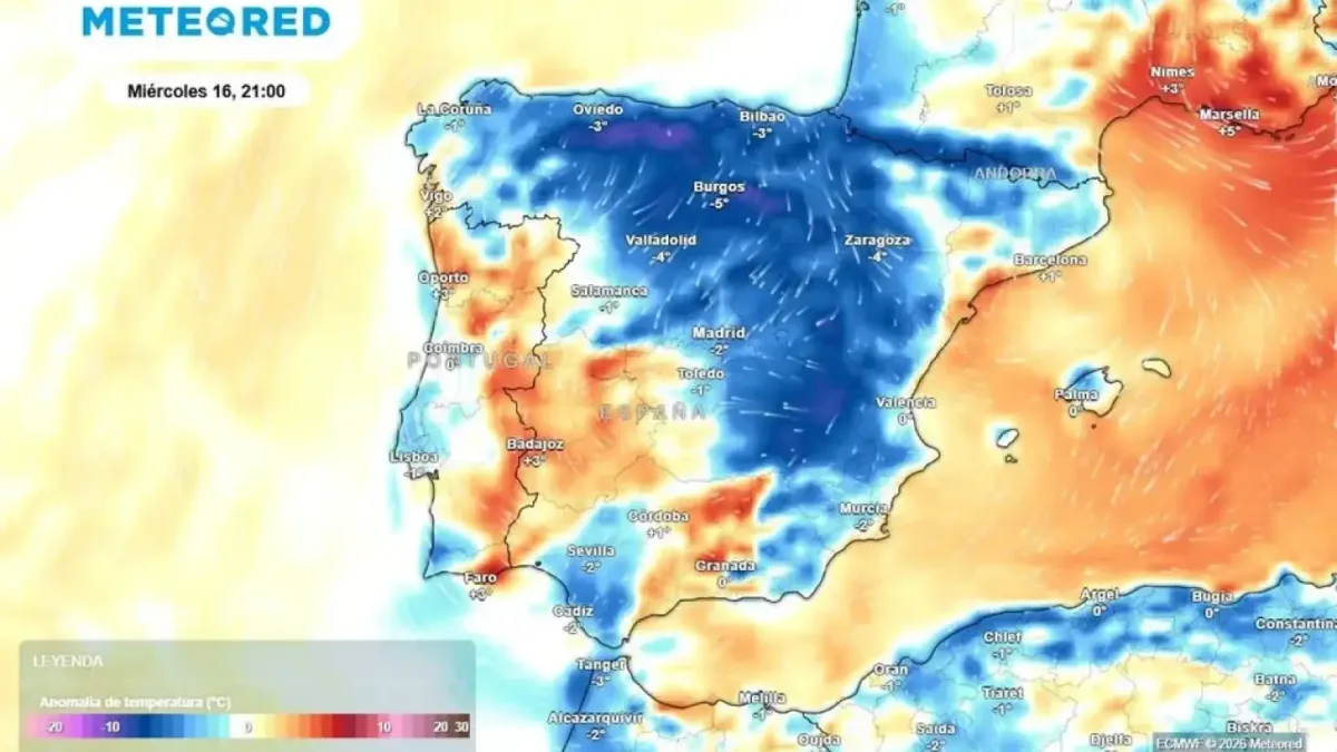 Hasta 12 grados menos: una vaguada dejará tormentas y frío polar a partir de este miércoles en España