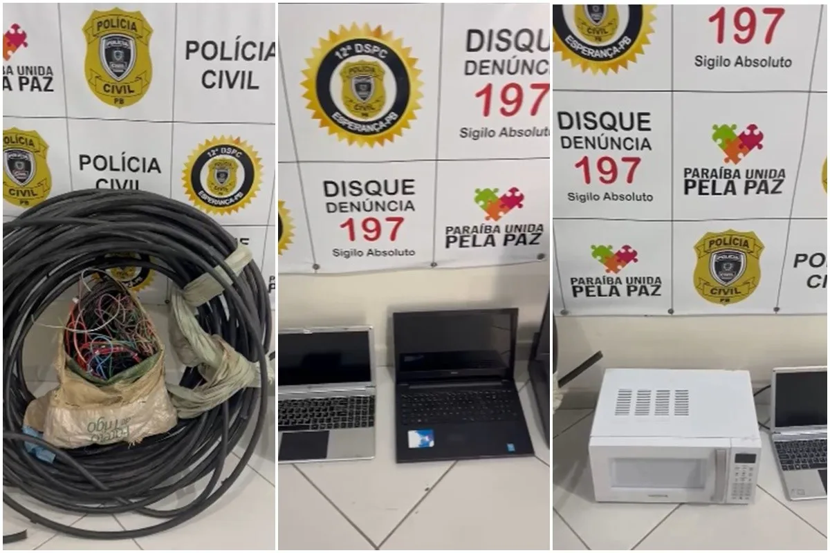 Três homens são presos suspeitos de furtar fios e equipamentos eletrônicos no Agreste da PB