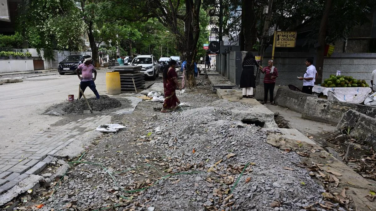 Six months on, white-topping work crawls on Indiranagar 6th Main