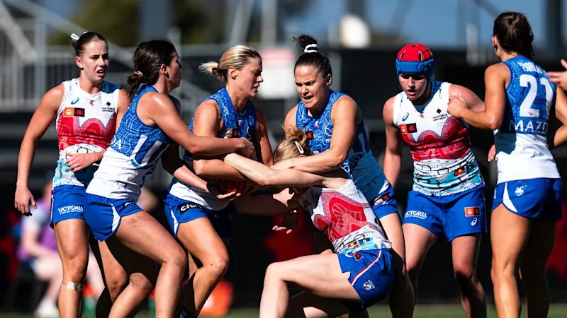 ‘Giving it to each other’: Jumper clash turns Roos-Dogs clash into a mess