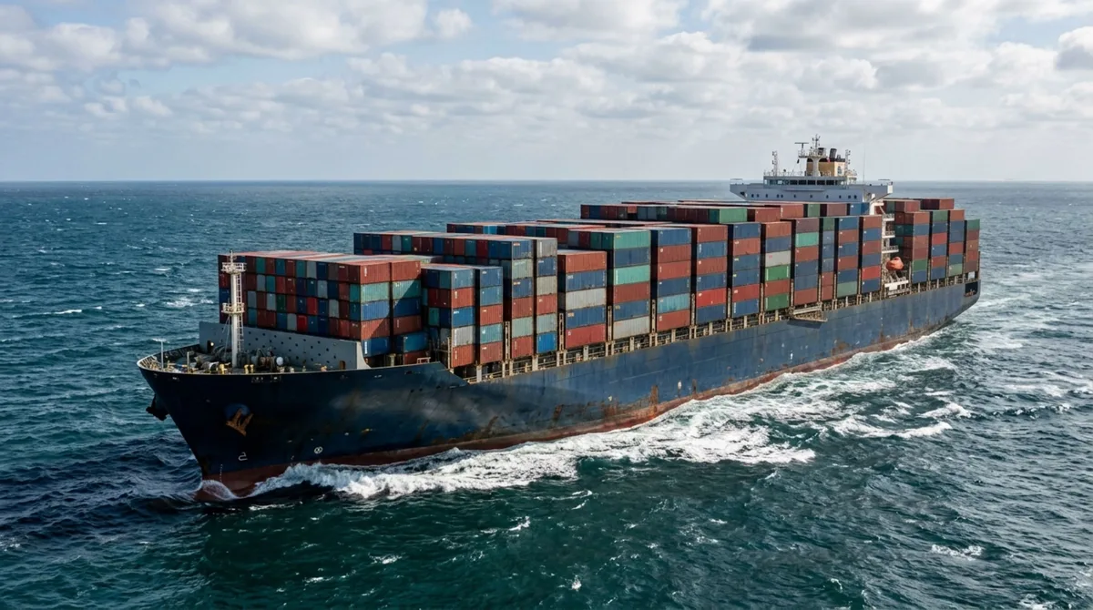 Com mais de 300 metros de comprimento e capacidade para transportar milhares de contêineres empilhados em vários níveis, este navio precisa ajustar constantemente água de lastro e distribuição de peso para continuar estável mesmo enfrentando ondas fortes em mar aberto