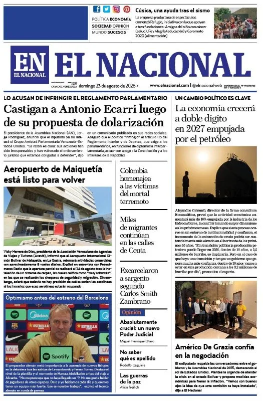 Portadas de este domingo 23 de agosto de 2026