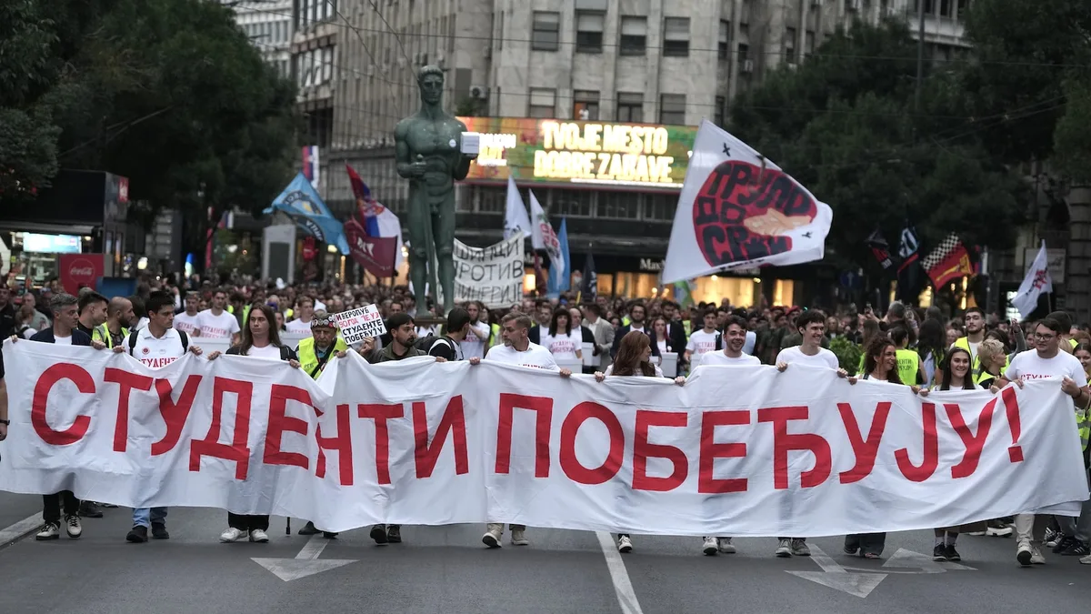 Serbia's protesting youth formally join race challenging Vucic before next month's election