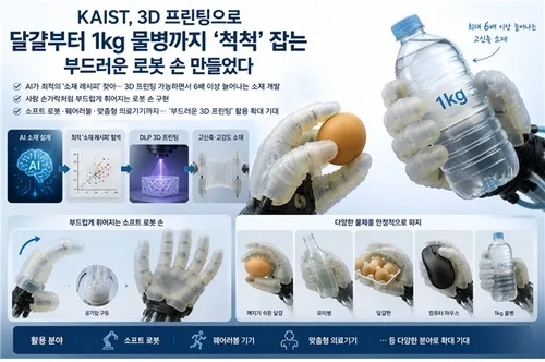 깨지기 쉬운 달걀도 잡는다…'부드럽게 휘는 로봇 손' 나왔다