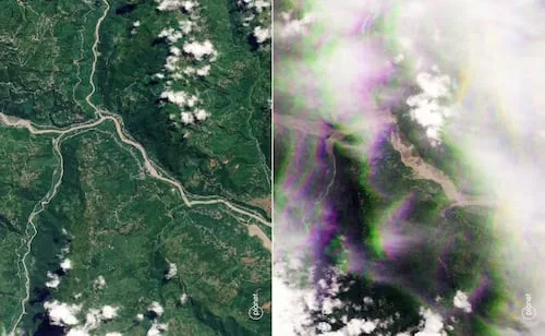 Imágenes muestran que avalancha de hielo y roca habría desatado las inundaciones en Nepal; expertos investigan origen del colapso