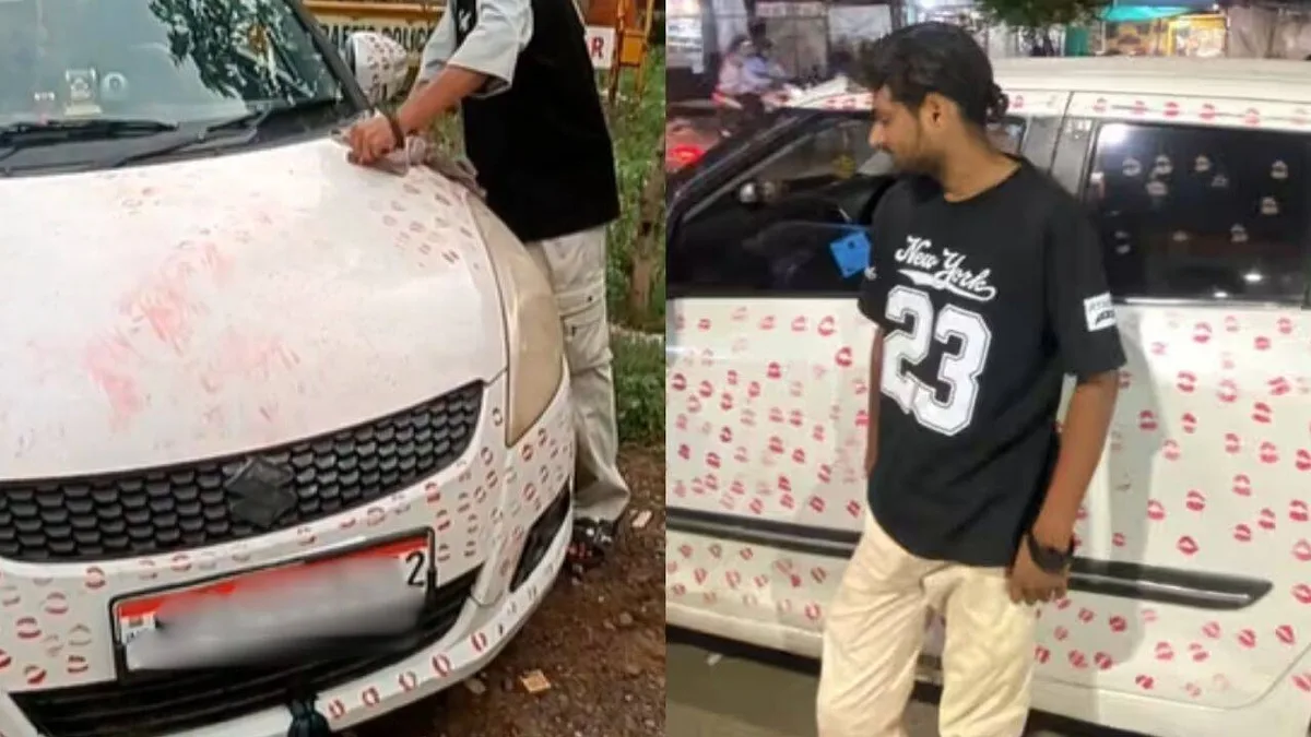 Watch: Man fined Rs 5,500 after girlfriend covers his car with 3,400 lipstick kisses