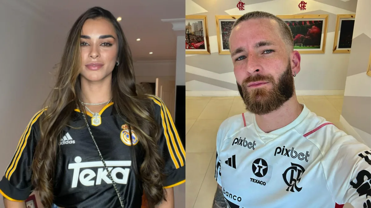 Tainá Militão fala sobre relação com Léo Pereira após disputa judicial e entrega decisão tomada com o ex antes de mudança para a Espanha Tainá Militão e Léo Pereira. (Reprodução/Instagram)