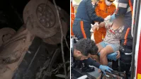 Caminhoneiro escapa por segundos de queda de passarela na Fernão Dias em SP