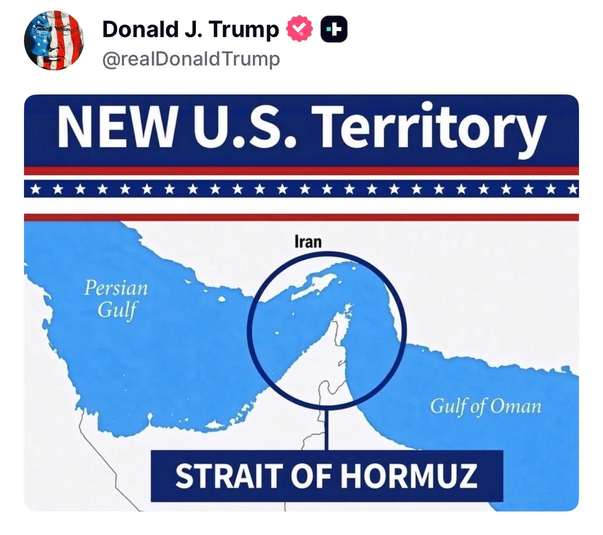 Trump provoca o Irã com imagem de Ormuz como 'território dos EUA'; Teerã rebate: 'Iludido'