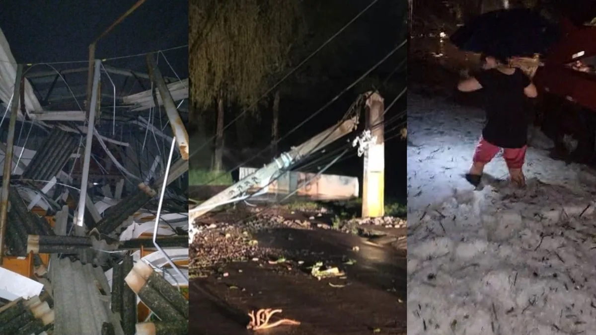 Capela destruída, 43 mil casas sem energia e mulher 'afundando' em granizo: cidade do Paraná está em situação de emergência após temporal