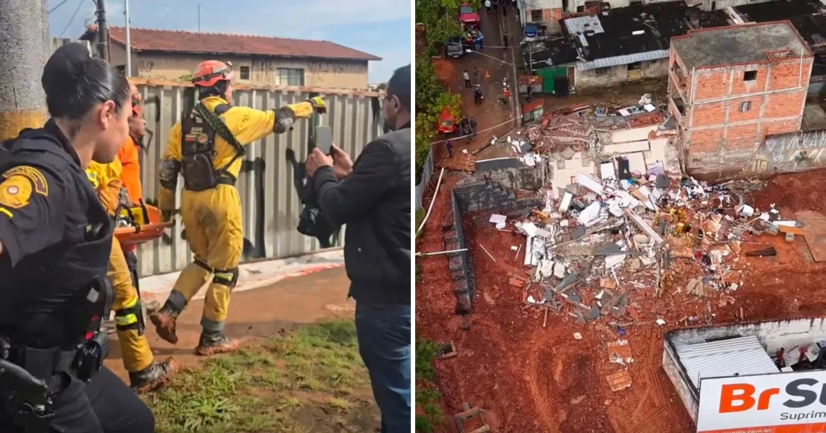 Veja imagens dos escombros do desabamento e de vítima sendo retirada em SBC