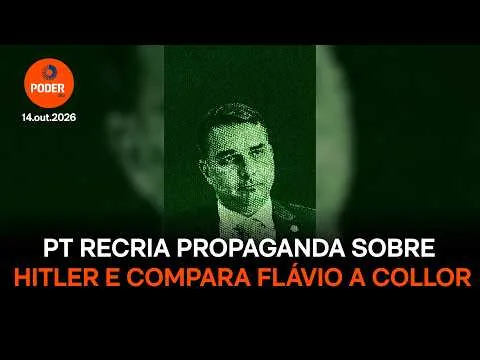 PT recria propaganda sobre Hitler e compara Flávio a Collor