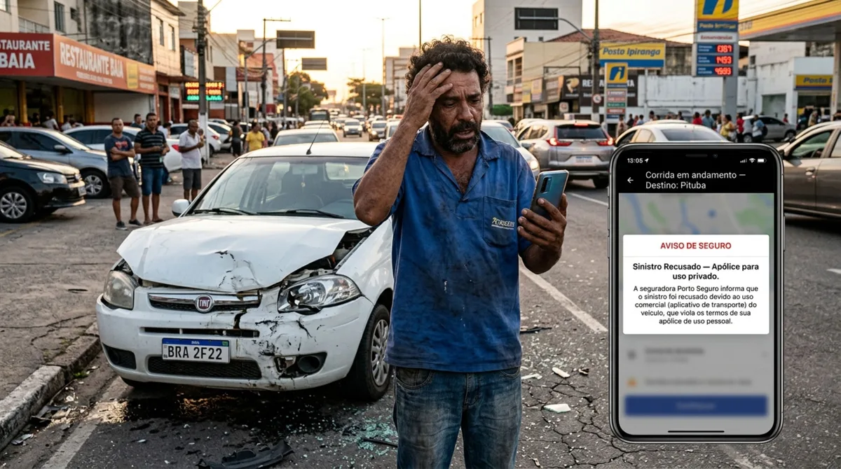 Motorista começa a trabalhar com Uber, bate o carro durante uma corrida e a seguradora nega o sinistro após descobrir que o veículo estava cadastrado para uso particular