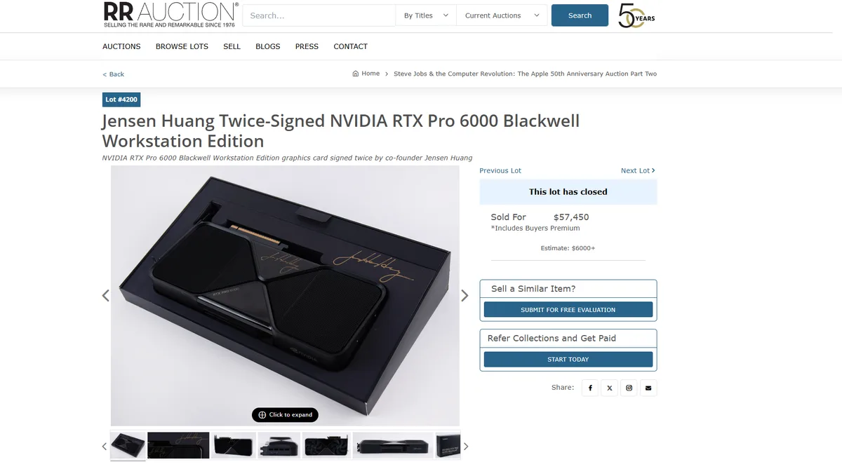 Placa autografada pelo CEO da NVIDIA é leiloada por US$ 57 mil