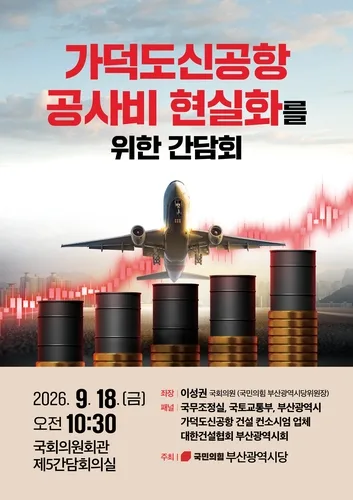 국민의힘 부산시당, 18일 가덕도신공항 공사비 현실화 간담회