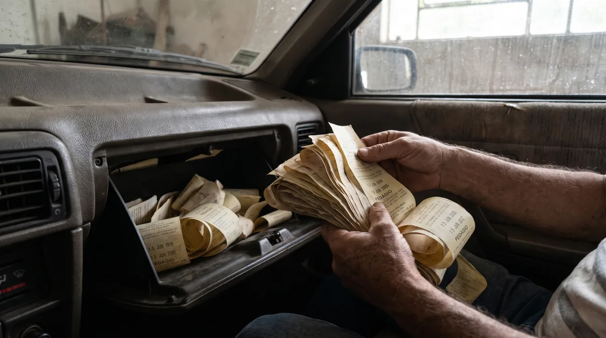 Homem compra um carro antigo de segunda mão e encontra dezenas de recibos de pedágio escondidos no porta-luvas, todos marcados com a mesma data de aniversário durante quase 20 anos