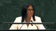 Na ONU, Delcy ignora Maduro, acena a Trump e promete eleições na Venezuela