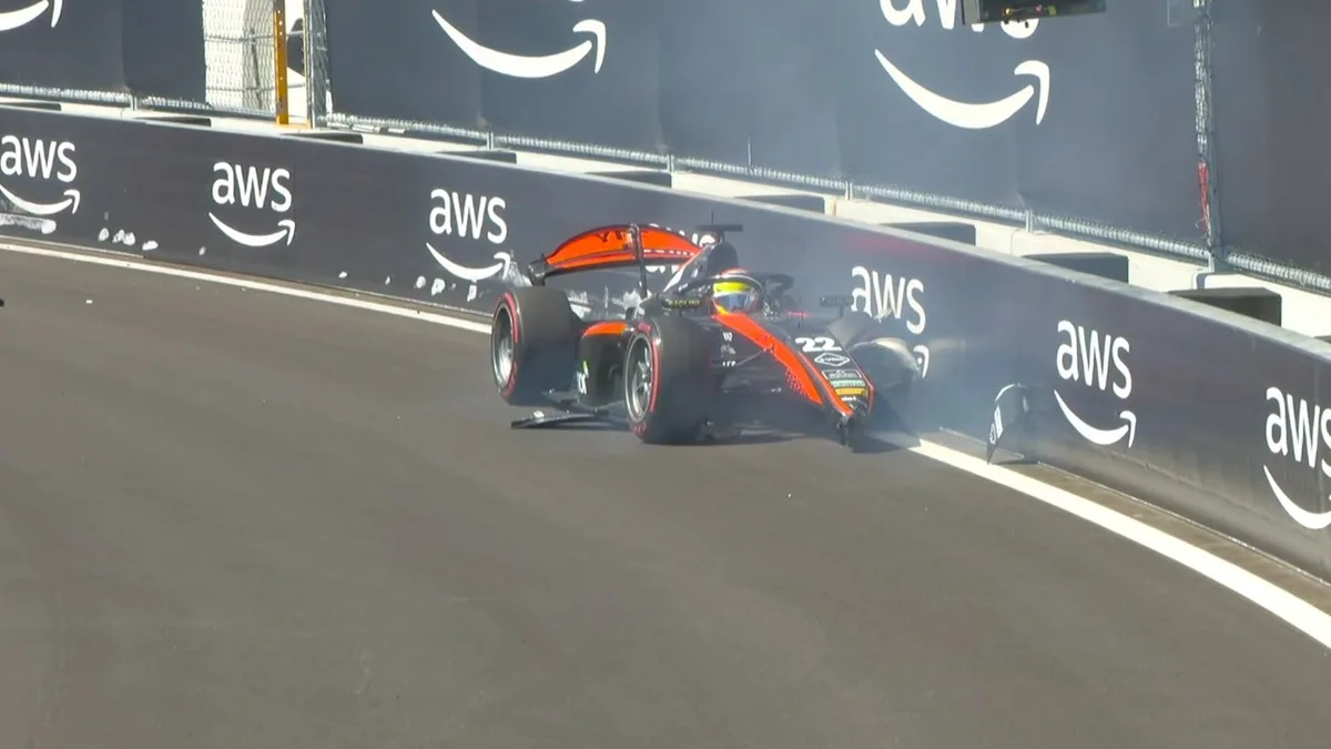 El argentino Nicolás Varrone chocó contra el muro en la qualy de la Fórmula 2 y desató una bandera roja