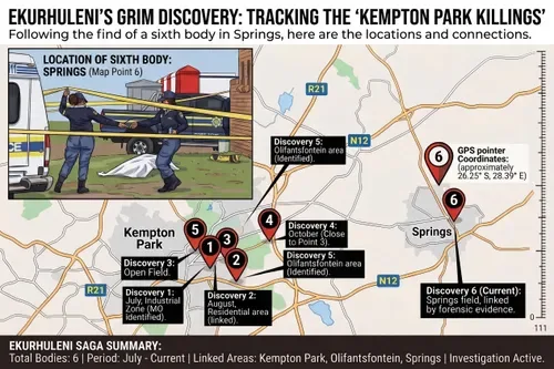 UPDATED MAP: Where the 6th body was found in Kempton Park killings saga