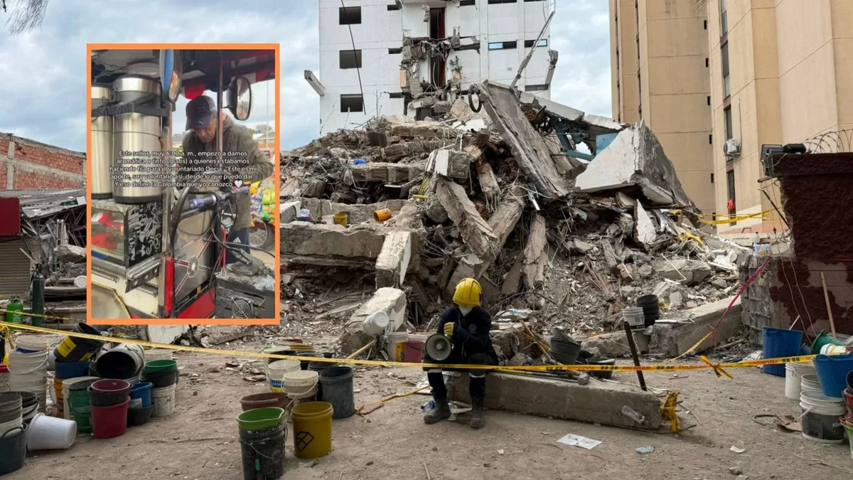Vendedor ambulante le brindó bebidas calientes a voluntarios que recogían ayuda humanitaria para los damnificados por el terremoto en estadio El Campín: el acto quedó en video