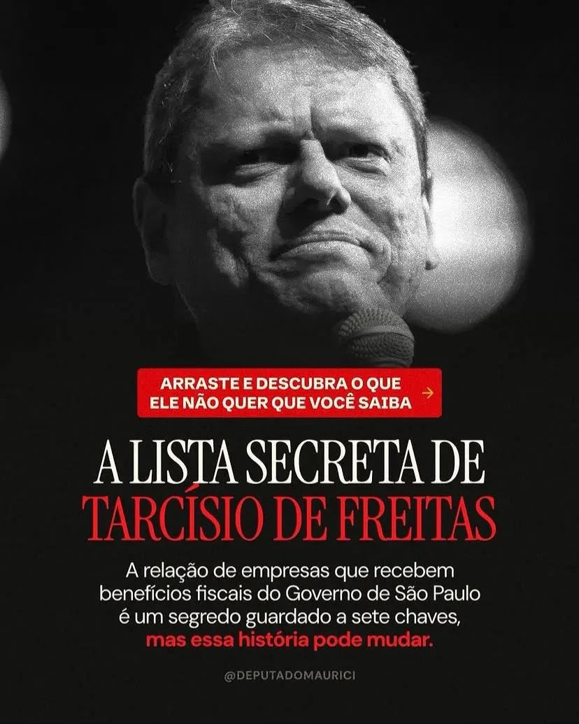 TRE manda recolocar no ar post de deputado do PT sobre isenções bilionárias de Tarcísio para grandes empresas
