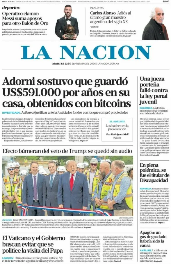 Portadas latinoamericanas de este martes 22 de septiembre de 2026
