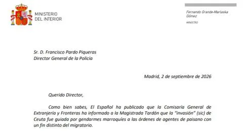 Lea la carta íntegra de Fernando Grande-Marlaska al Director General de la Policía