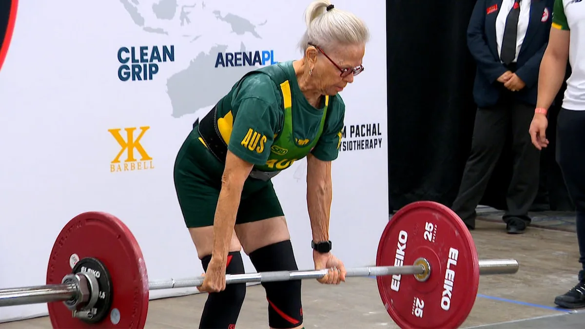 She just won 3 powerlifting medals. Oh, and she's 82