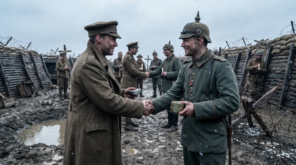 Soldados britânicos e alemães saíram das trincheiras no Natal de 1914 para conversar, trocar presentes e até jogar futebol, numa série de tréguas improvisadas que aconteceu em alguns trechos da frente sem qualquer acordo geral entre os exércitos