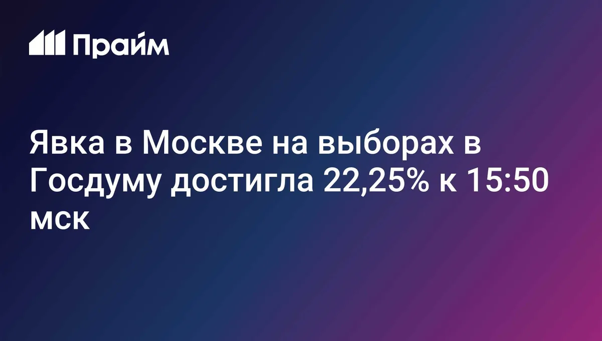 Явка в Москве на выборах в Госдуму достигла 22,25% к 15:50 мск