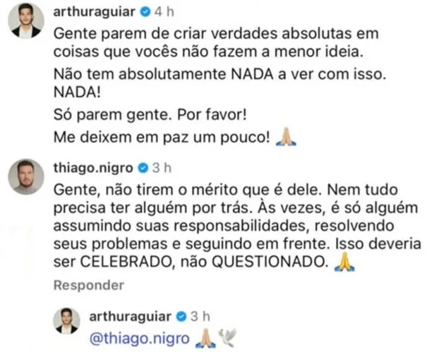 Thiago Nigro defende Arthur Aguiar após especulações sobre dívida de R$ 400 mil, e ator se manifesta Thiago Nigro defende Arthur Aguiar após especulações sobre dívida de R$ 400 mil, e ator se manifesta