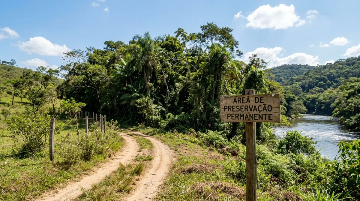 Família compra sítio com estrada de terra terminando antes do rio, abre um novo acesso pela vegetação e descobre que ser dono da área não elimina as regras de intervenção ambiental