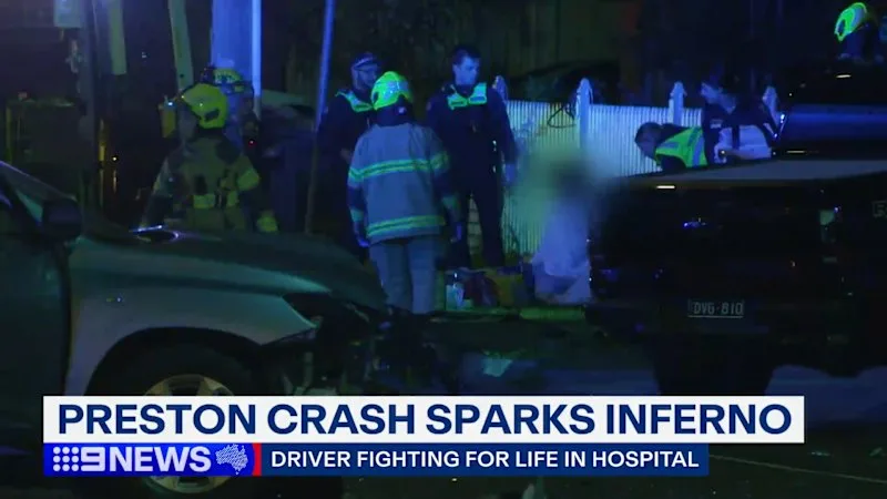 Car explodes into flames after horror crash