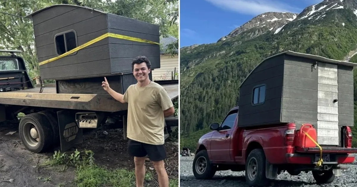 A los 21 años, este joven gastó 3.000 dólares para construir una minicasa de madera totalmente aislada en la caja de una Ford Ranger de 2003, pasó más de un año sin pagar alquiler y transformó la camioneta en una casa rodante para viajar por todo Estados Unidos
