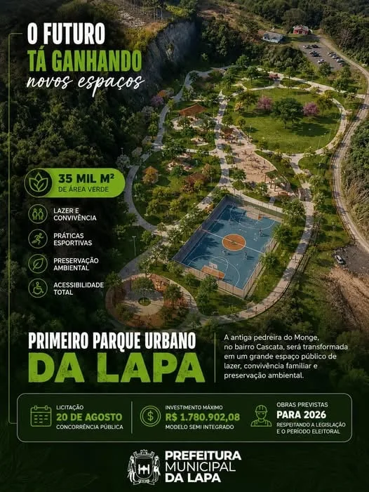 Antiga pedreira da Lapa será transformada em primeiro Parque Urbano da Lapa