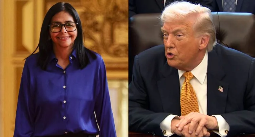 Las fotos de la «histórica reunión» de Delcy Rodríguez y Donald Trump, de esto hablaron