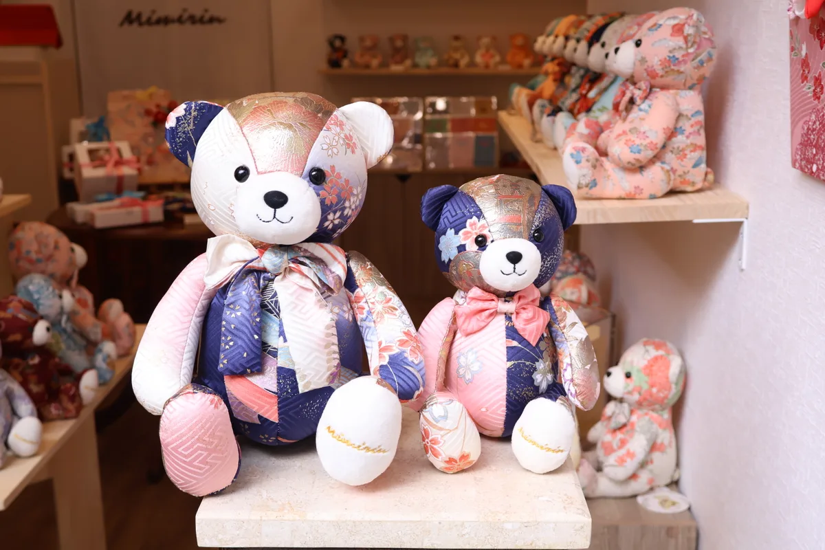 Kyoto shop turns traditional Japanese kimono into teddy bears, with special meaning hidden in their patterns