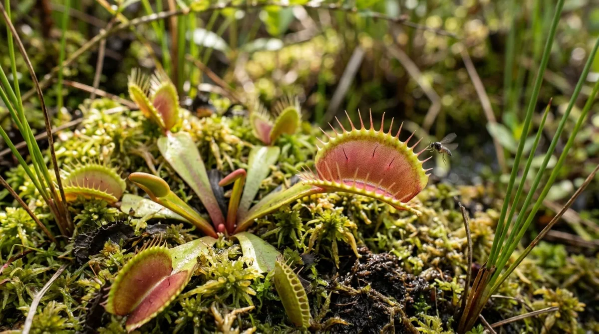 A planta carnívora que captura insetos com uma armadilha que se fecha quando a presa toca seus sensores