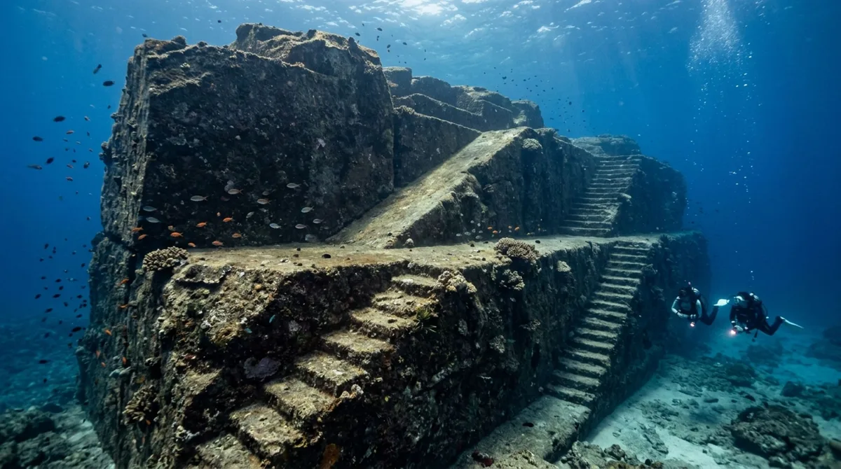 No fundo do oceano próximo a uma pequena ilha japonesa existe uma estrutura rochosa maior que muitos edifícios, formada por grandes terraços e superfícies retas que alimentam uma discussão iniciada há quase 40 anos
