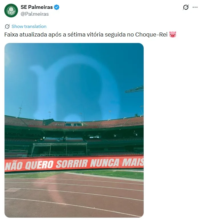 Palmeiras provoca São Paulo com Darth Vader e faixa da torcida rival; veja